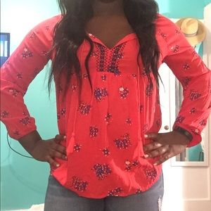 Old Navy Red Peasant Top